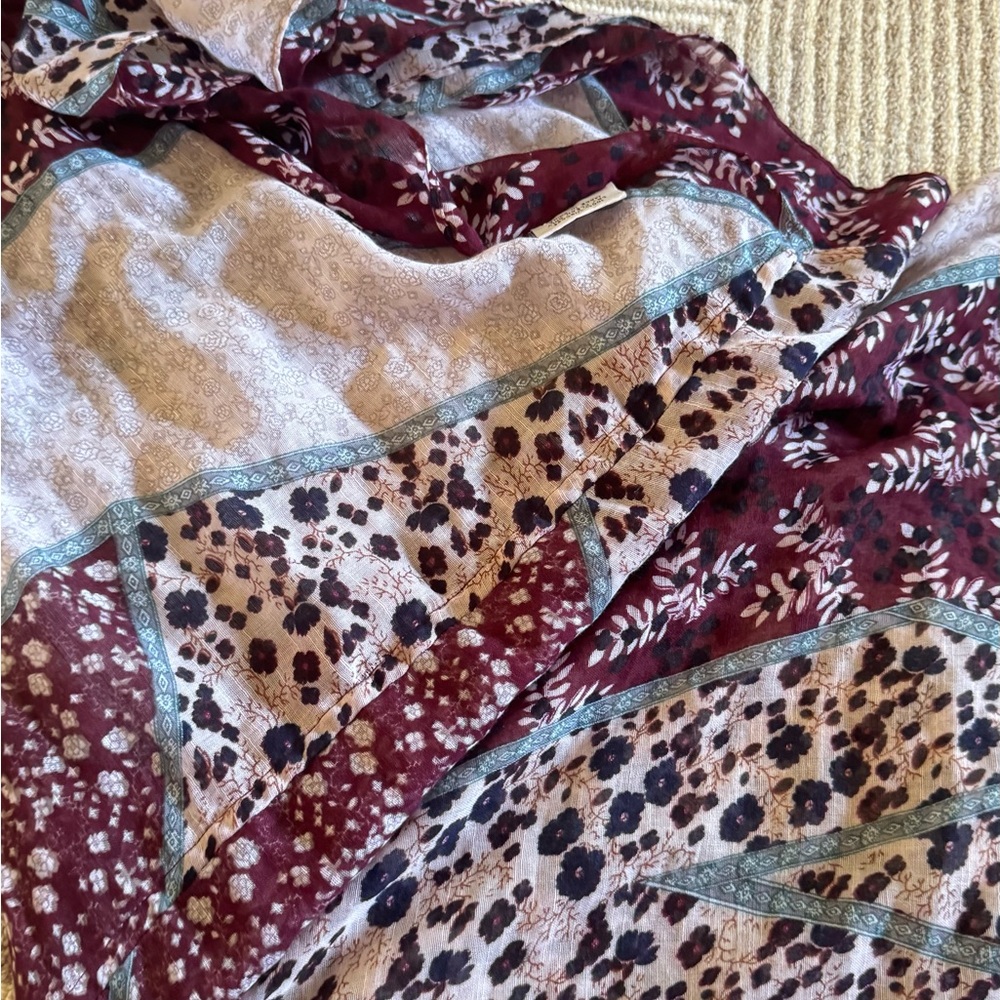 Julia Maroon And Beige Patterned Infinity Scarf - image 6